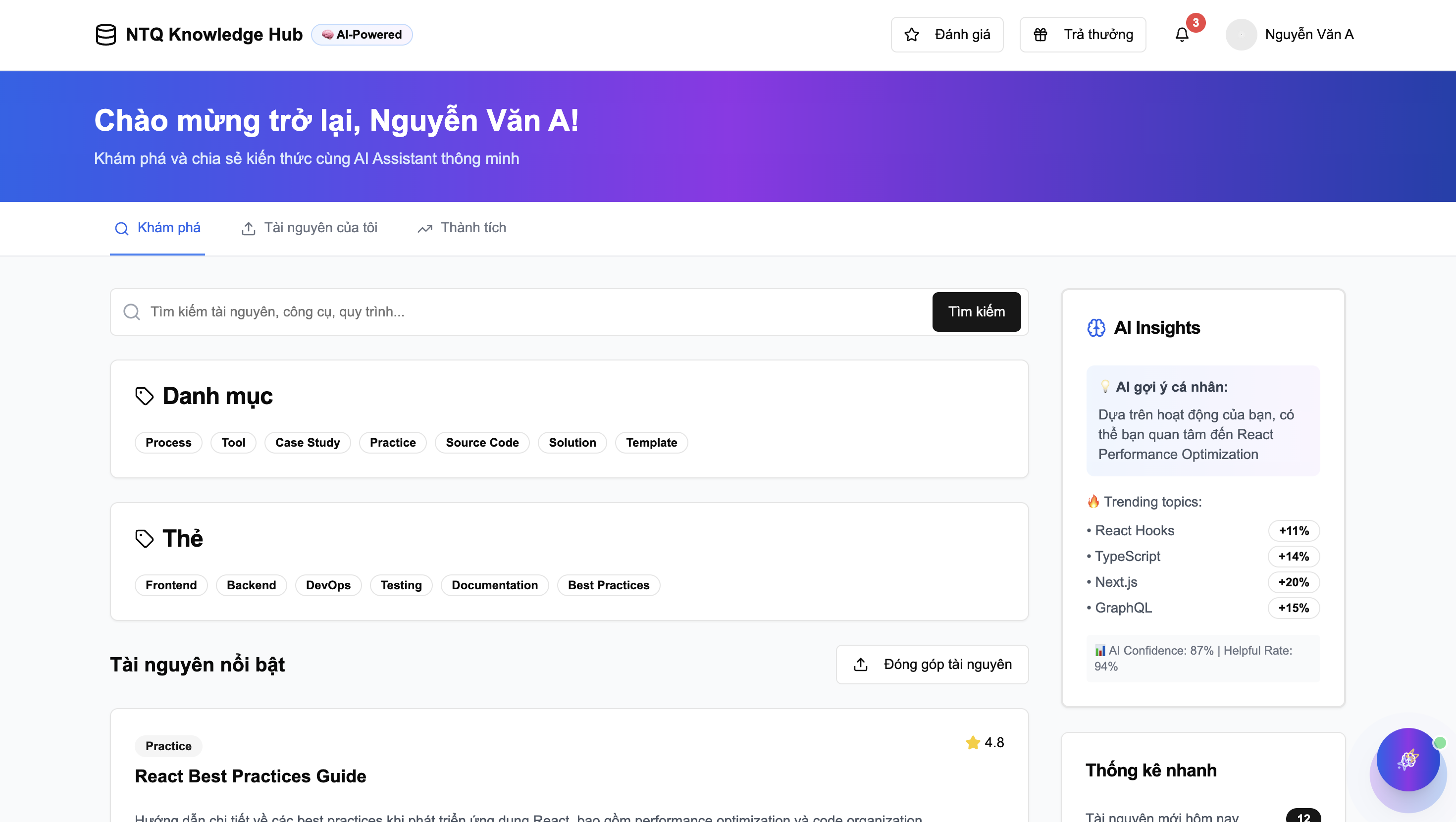 NTQ Knowledge Hub Demo Interface